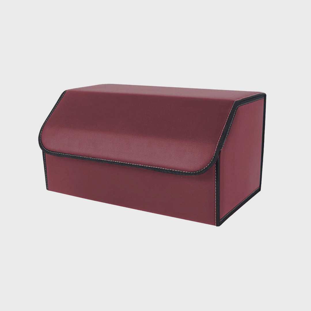 Leather Car Boot Foldable Trunk Cargo Organizer Box Red Large