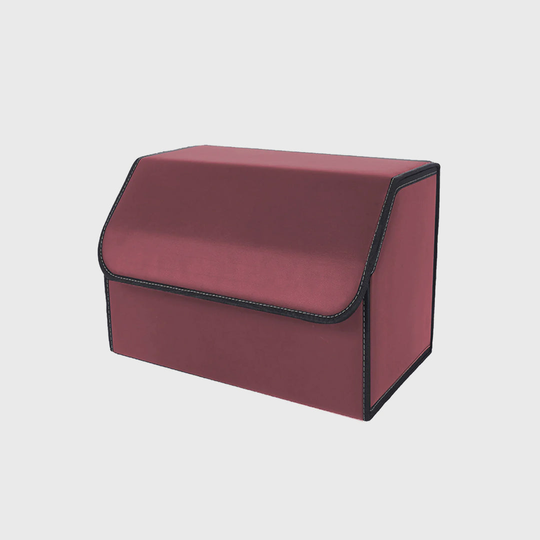 Leather Car Boot Foldable Trunk Cargo Organizer Box Red Medium