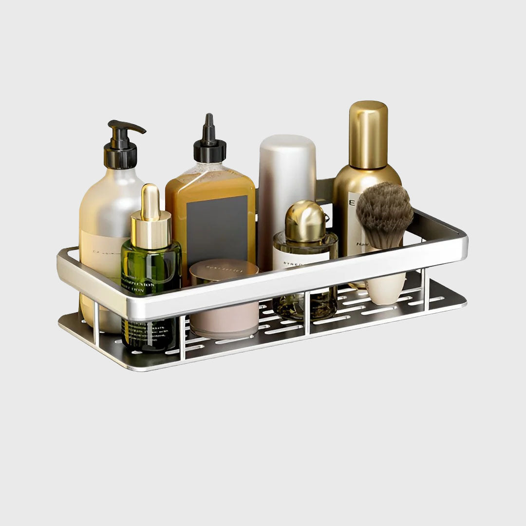 Silver Wall-Mounted Rectangular Bathroom Rack