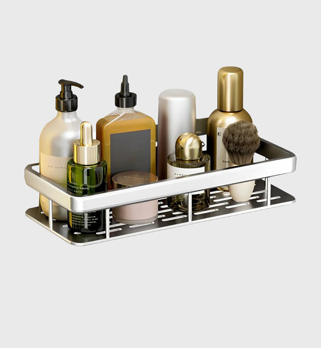 Silver Wall-Mounted Rectangular Bathroom Rack