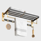 63cm Wall-Mounted Double Pole Towel Holder with Hooks