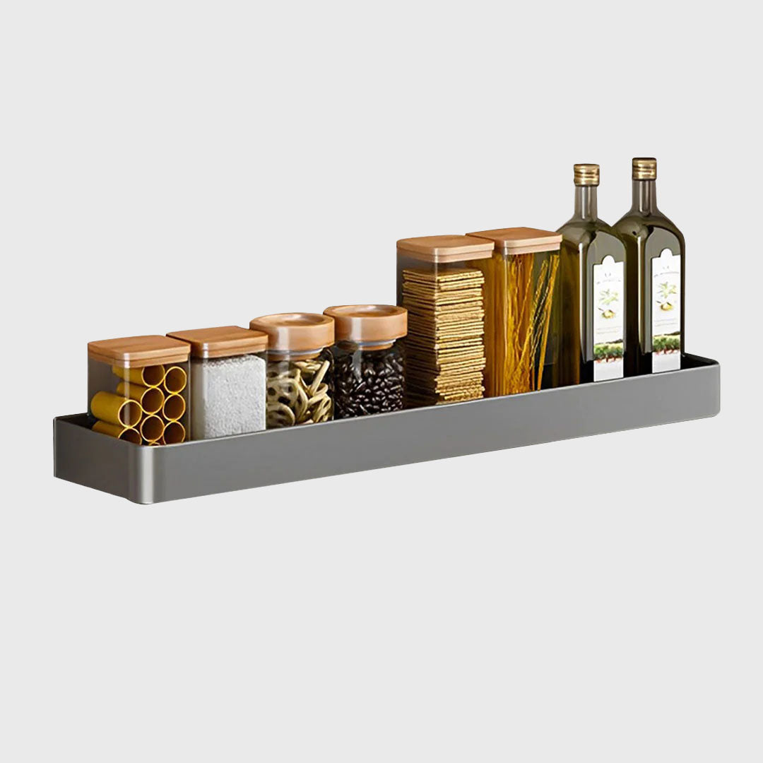 32cm Black Wall-Mounted Rectangular Kitchen Spice Storage Rack