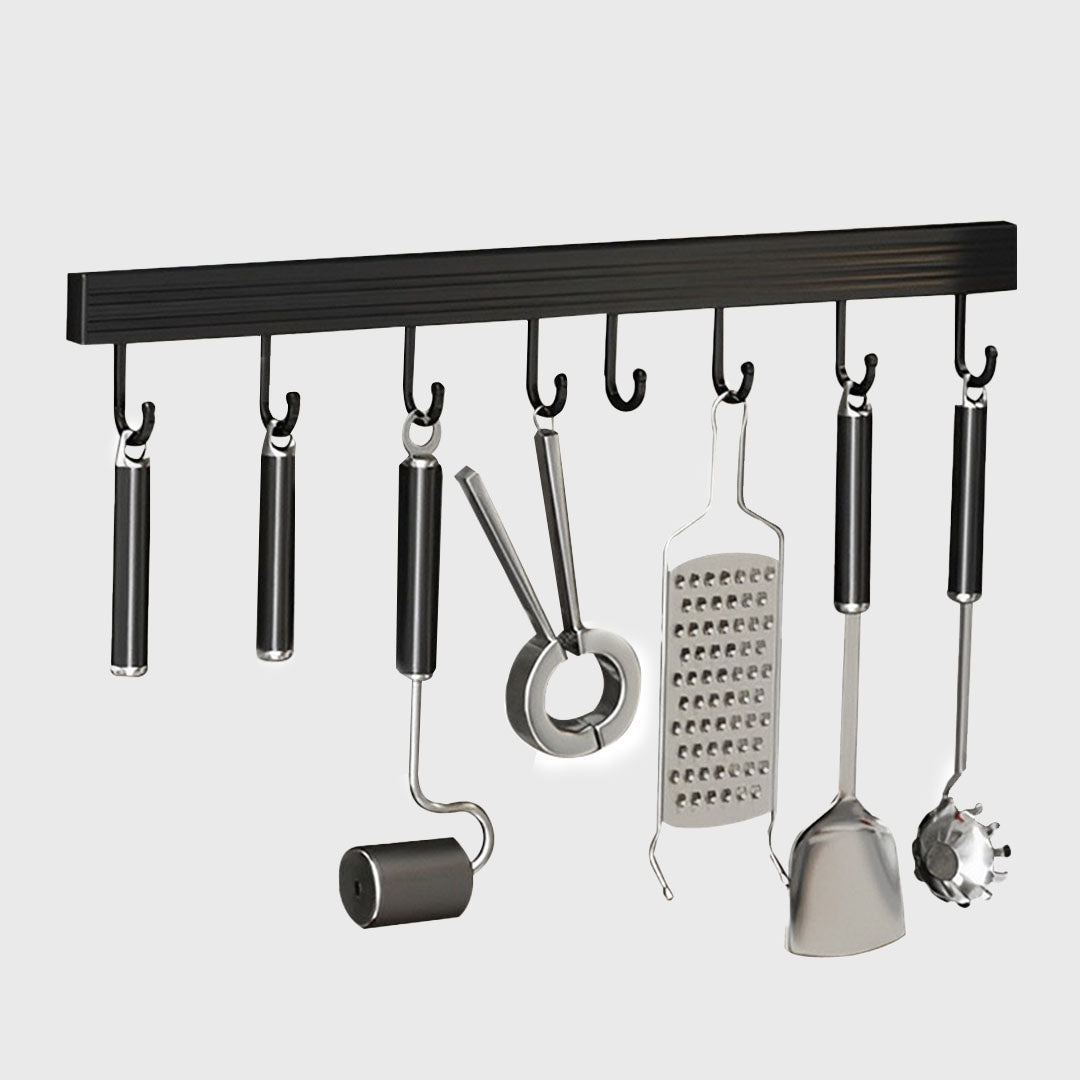 41cm Wall Mounted Kitchen Utensil Storage Rack Hooks