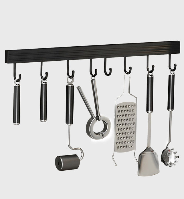 41cm Wall Mounted Kitchen Utensil Storage Rack Hooks