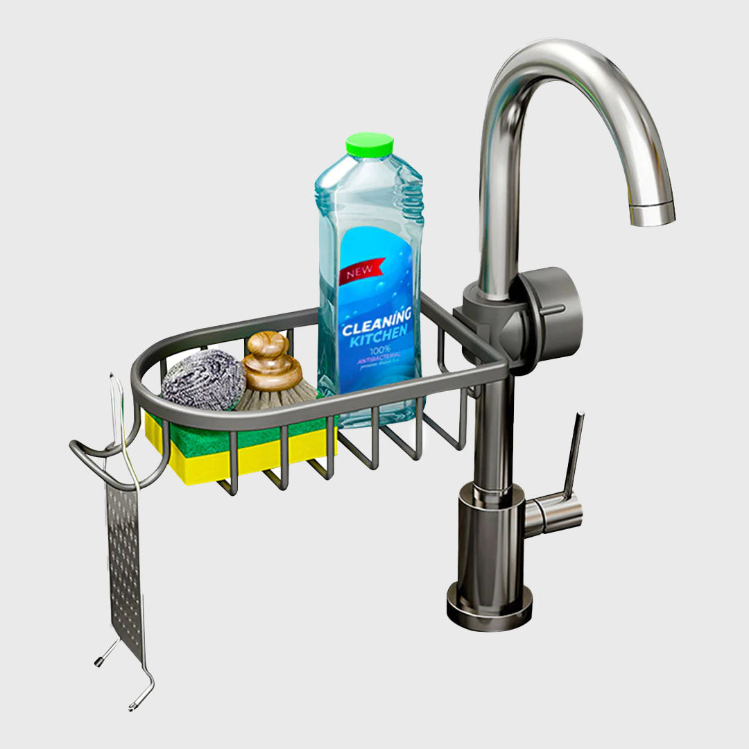 Dark Grey Single Kitchen Sink Faucet Organiser