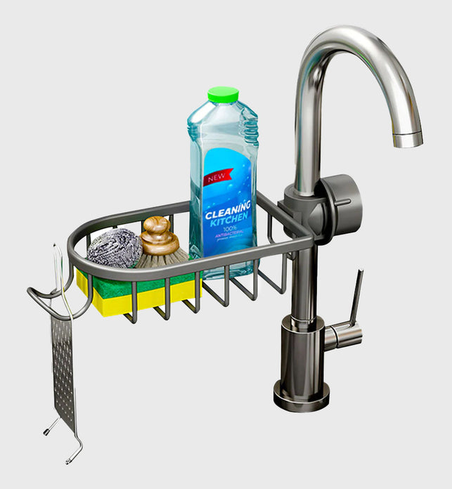 Dark Grey Single Kitchen Sink Faucet Organiser