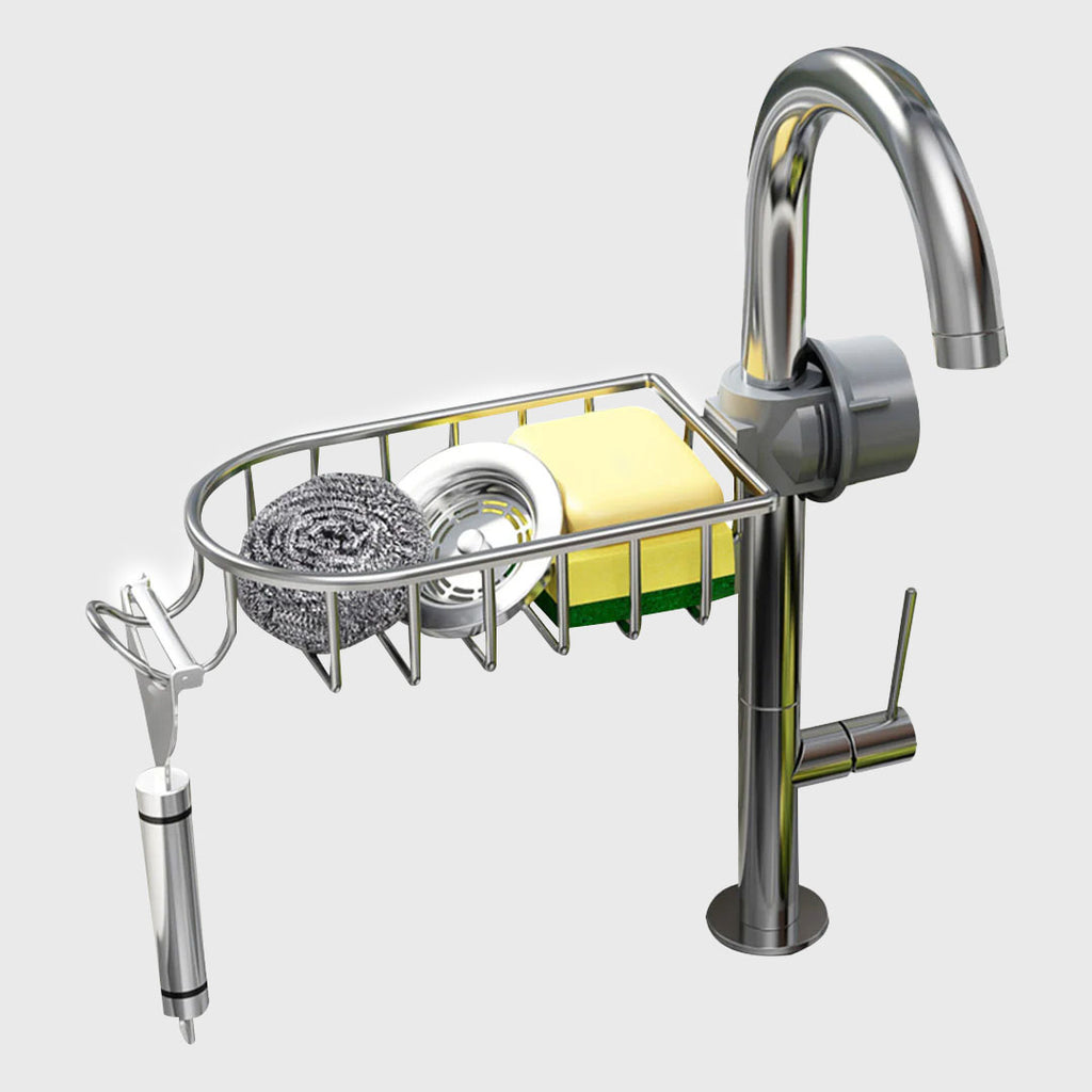 Silver Single Kitchen Sink Faucet Organiser