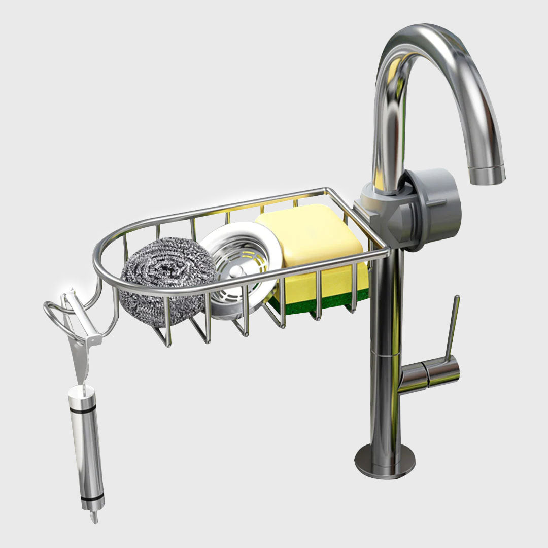 Silver Single Kitchen Sink Faucet Organiser