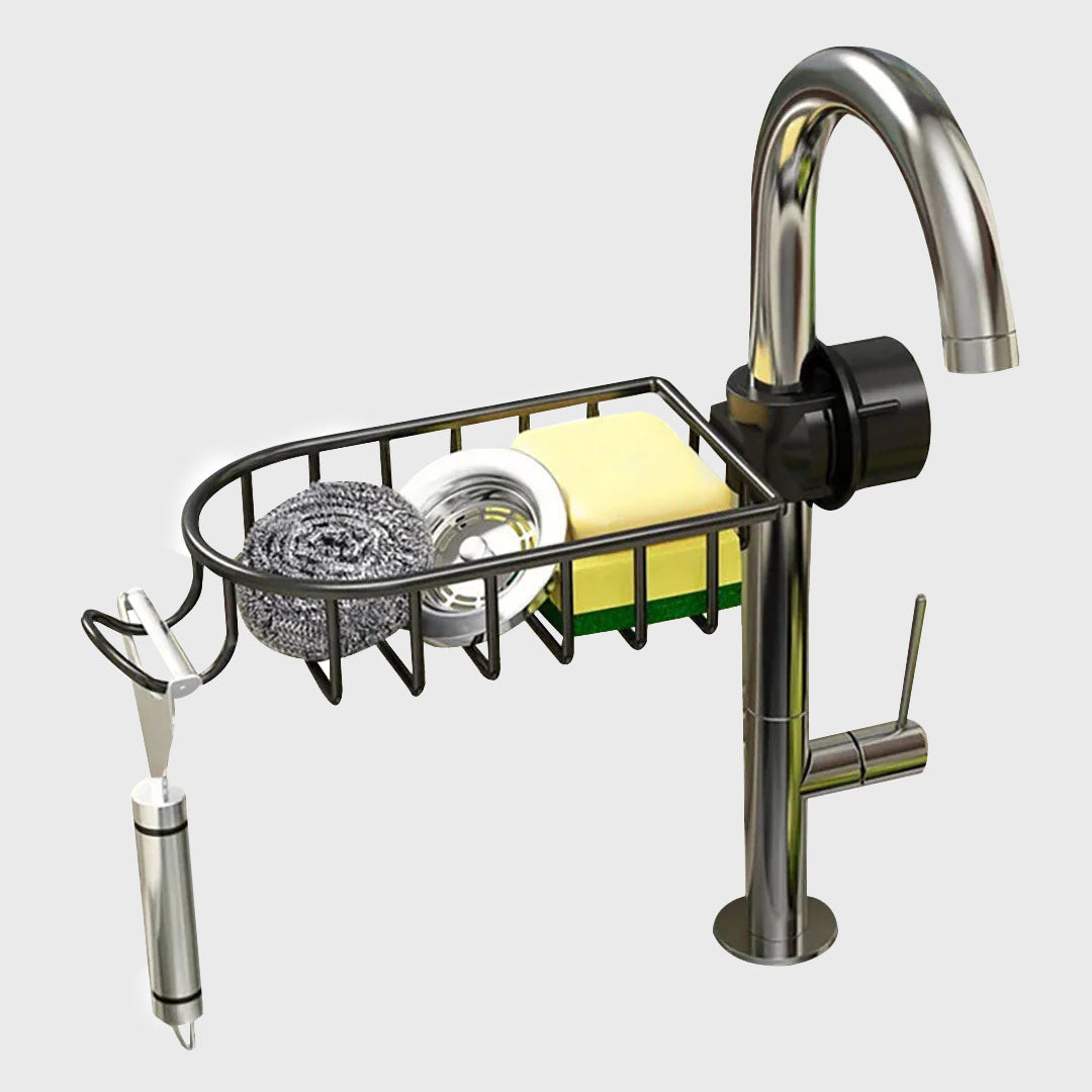 Black Single Kitchen Sink Faucet Organiser