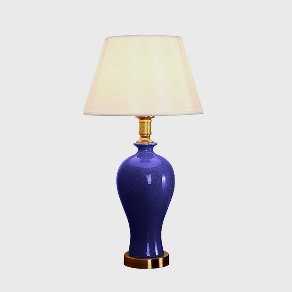 Ceramic Oval Table Lamp Dark Blue