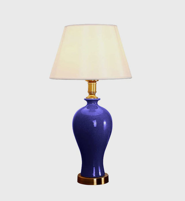 Ceramic Oval Table Lamp Dark Blue