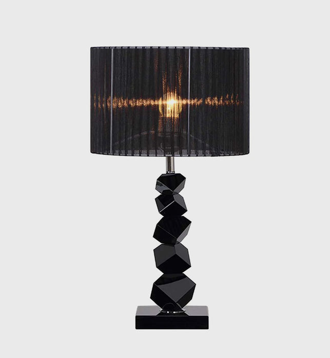 60cm Black Table Lamp with Dark Shade LED