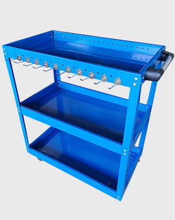 3 Tier Tool Storage Car with Hooks Blue