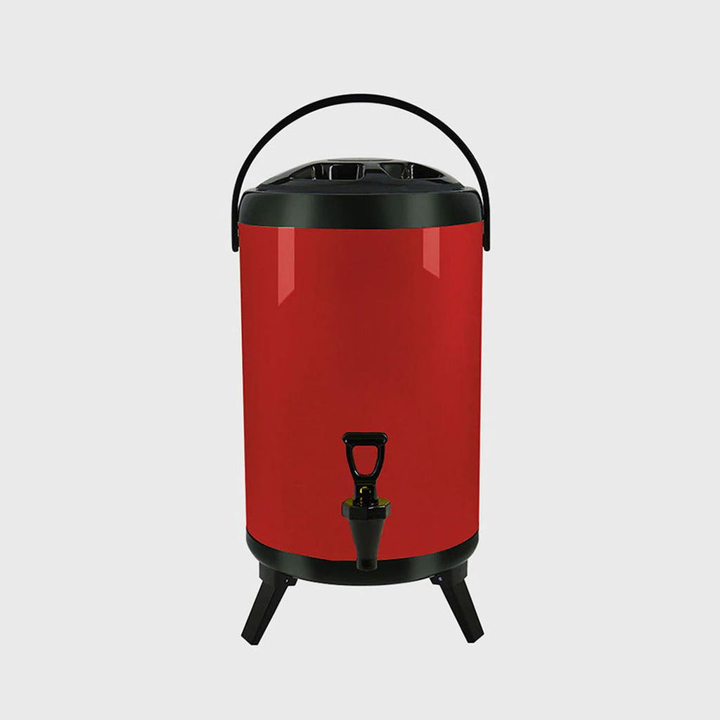 12L Stainless Steel Milk Tea Barrel with Faucet Red