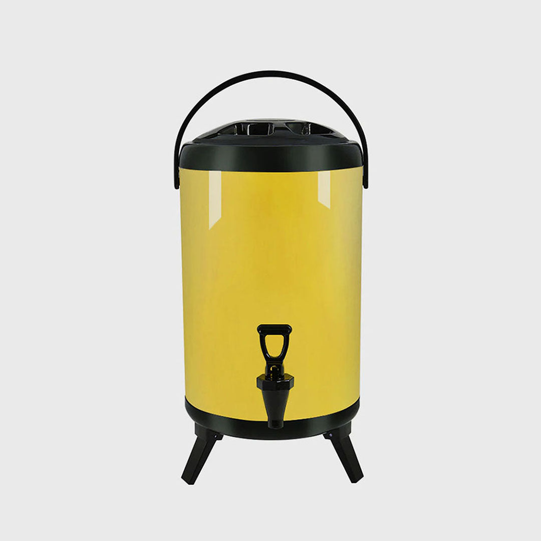12L Stainless Steel Milk Tea Barrel with Faucet Yellow