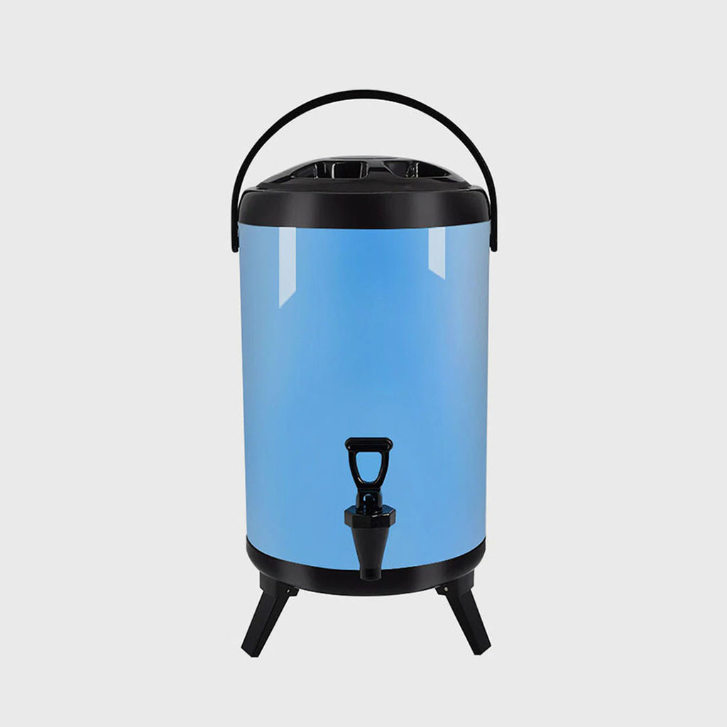 14L Stainless Steel Milk Tea Barrel with Faucet Blue