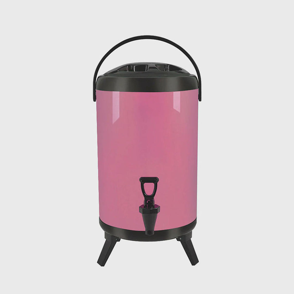 14L Stainless Steel Milk Tea Barrel with Faucet Pink