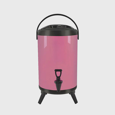 14L Stainless Steel Milk Tea Barrel with Faucet Pink