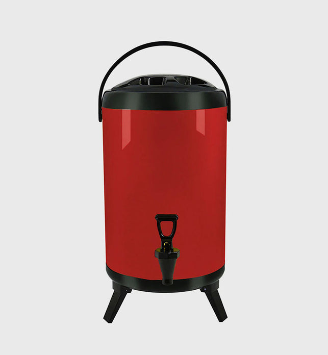 14L Stainless Steel Milk Tea Barrel with Faucet Red