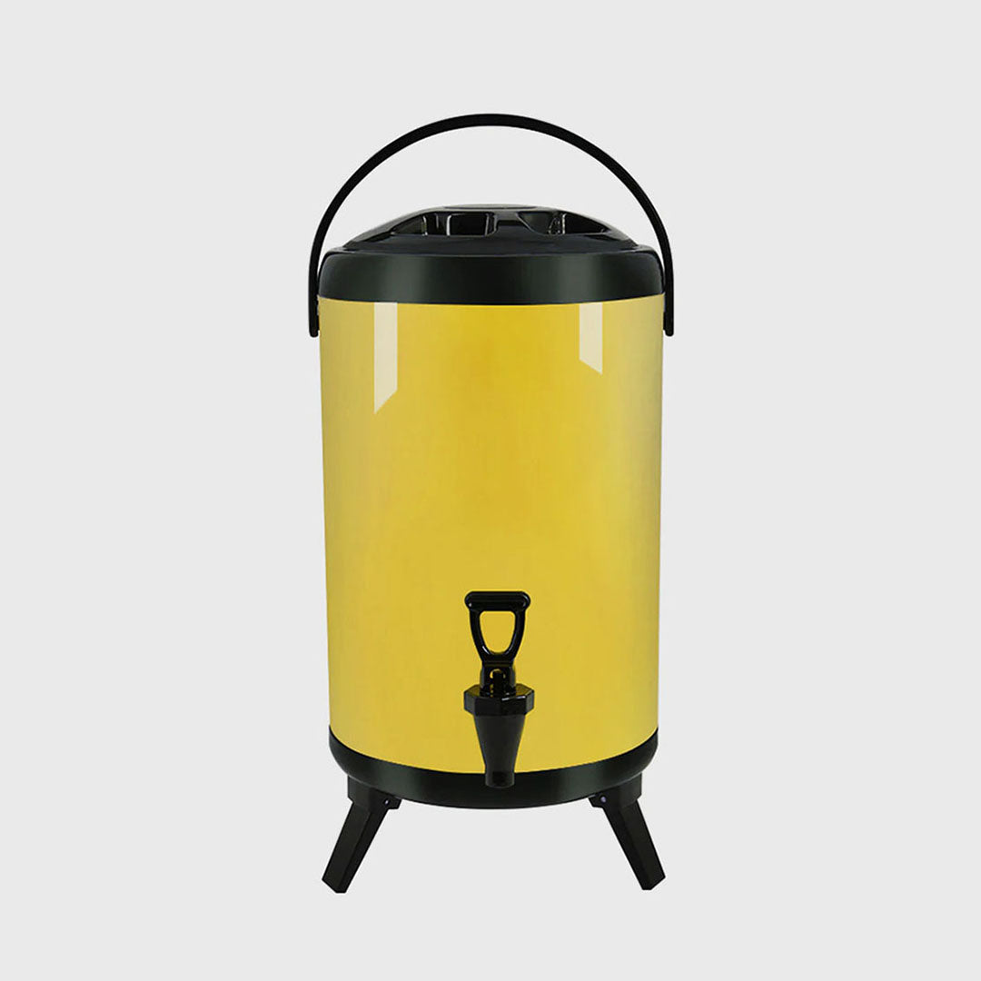 14L Stainless Steel Milk Tea Barrel with Faucet Yellow