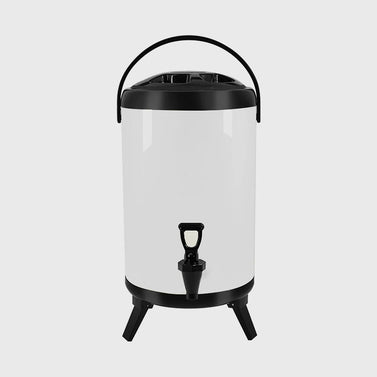 16L Stainless Steel Milk Tea Barrel with Faucet White