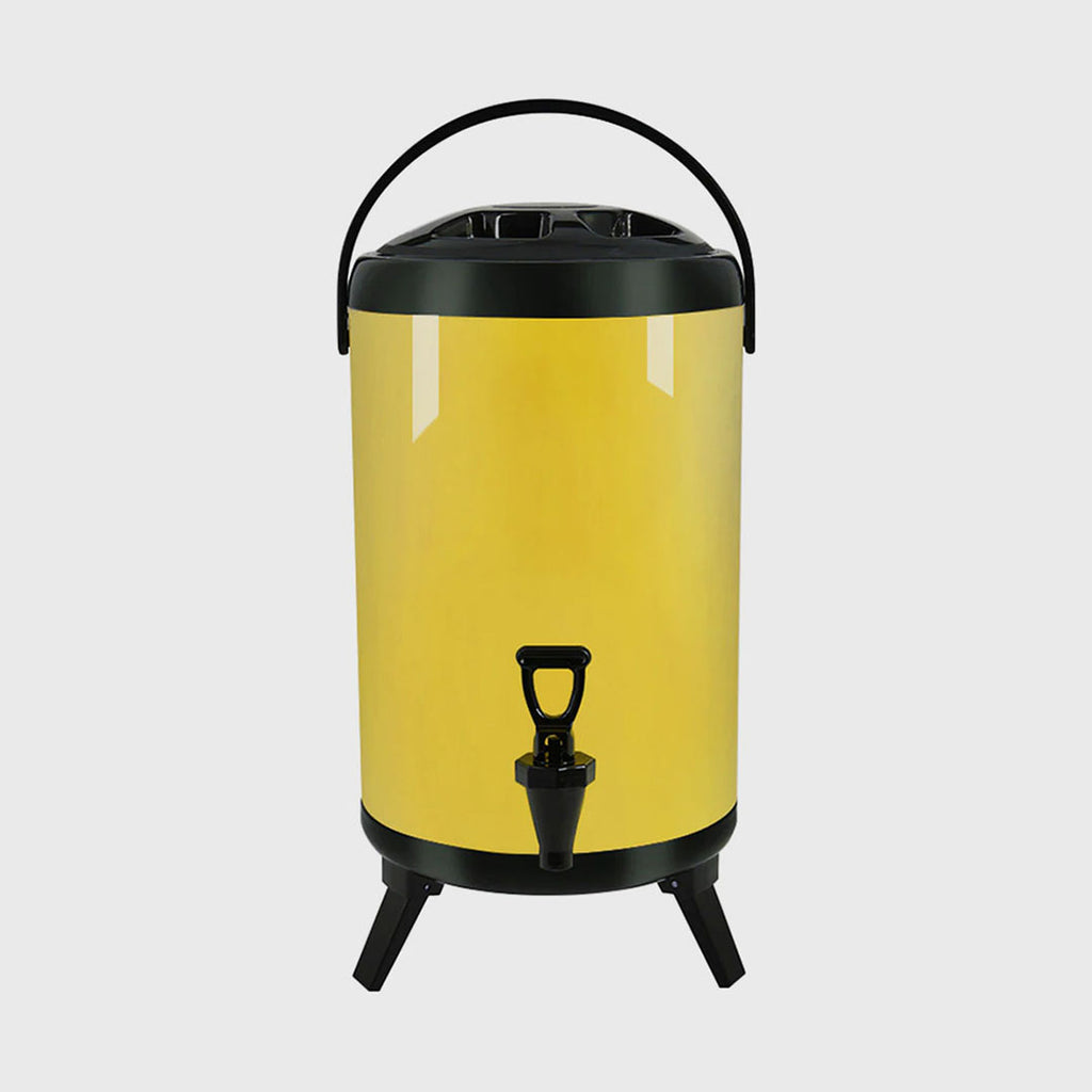16L Stainless Steel Milk Tea Barrel with Faucet Yellow