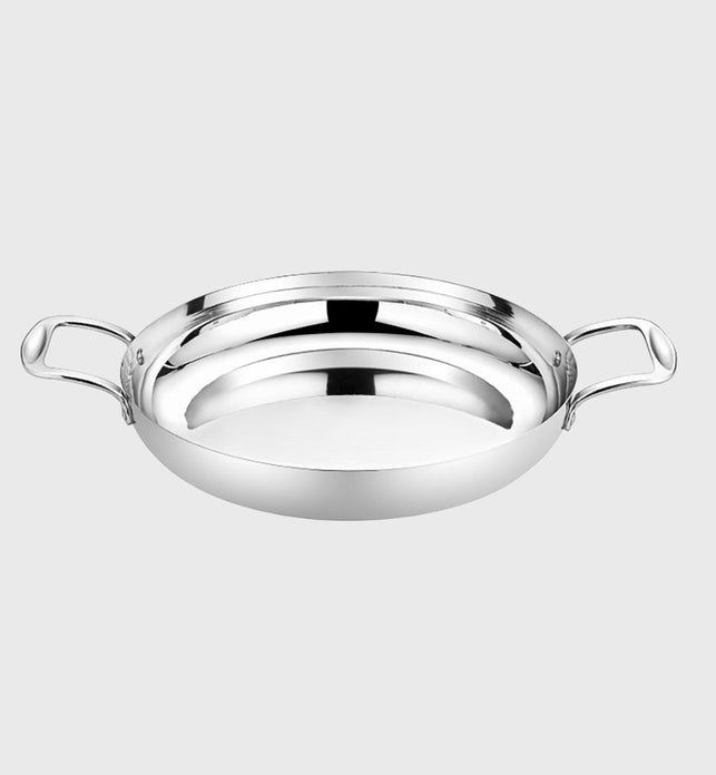 SOGA 24cm Flat Base Seafood Dry Pot in Elegant Silver Finish with Durable for Kitchen Essential