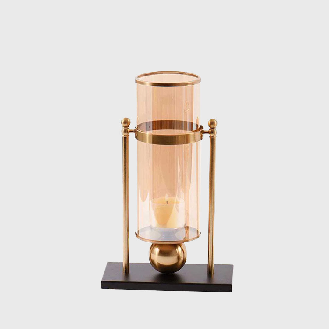 34cm Transparent Glass Vase with Candle