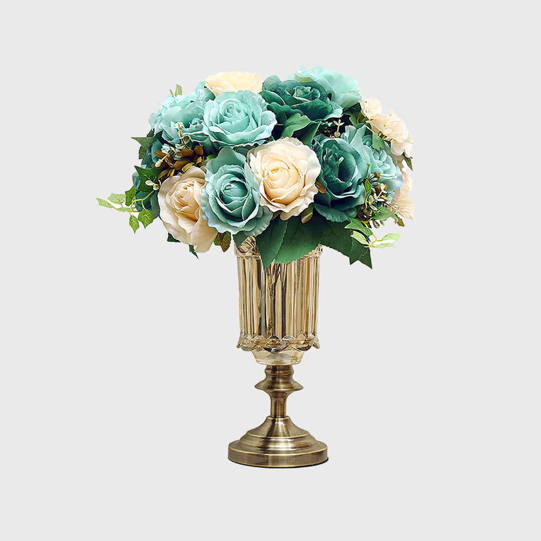 SOGA 28.5cm Transparent Glass Flower Vase Filler with Blue Flower Set