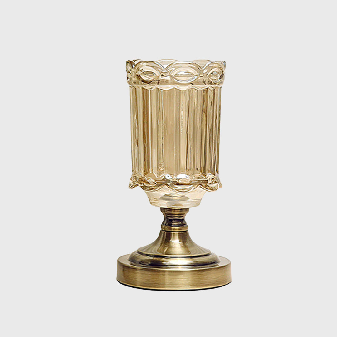 25cm Transparent Glass Vase with Metal Base