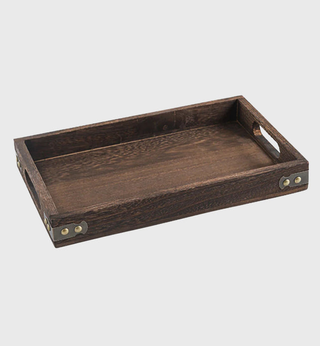 Small Walnut Rectangle Wooden Tray