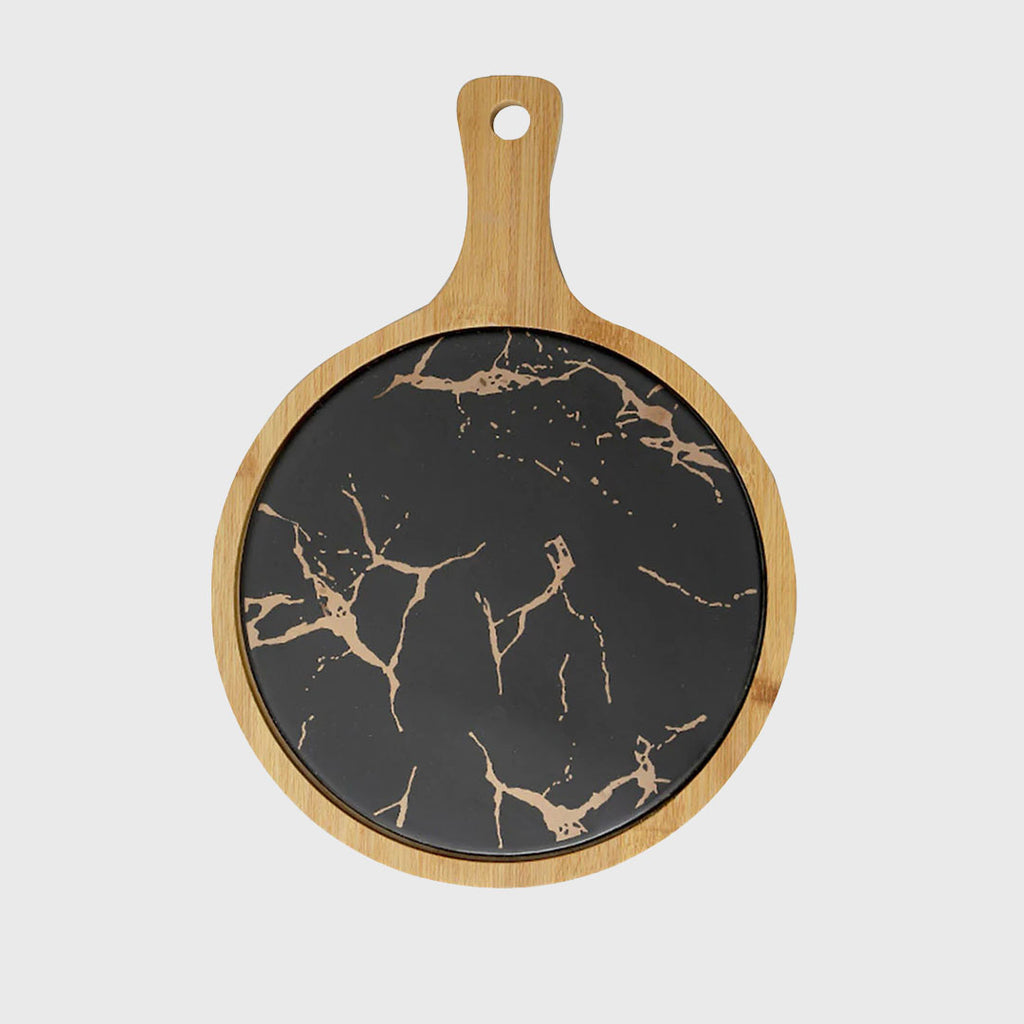 30cm Black Circle  Wood Serving Tray