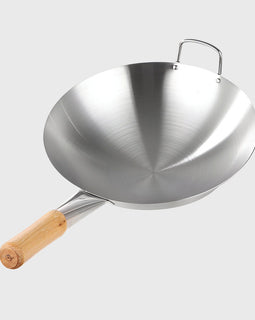 SOGA 36cm Stainless Steel Kitchen Cooking Wok with Wood Handle