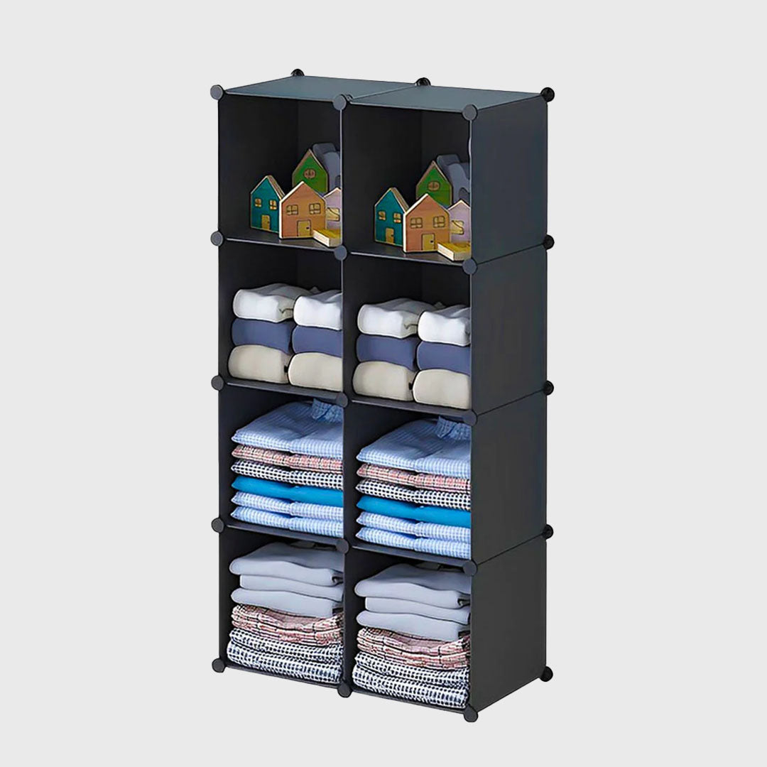4 Tier 8-Cube Black Portable Wardrobe