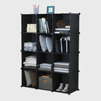4 Tier 12-Cube Black Portable Wardrobe