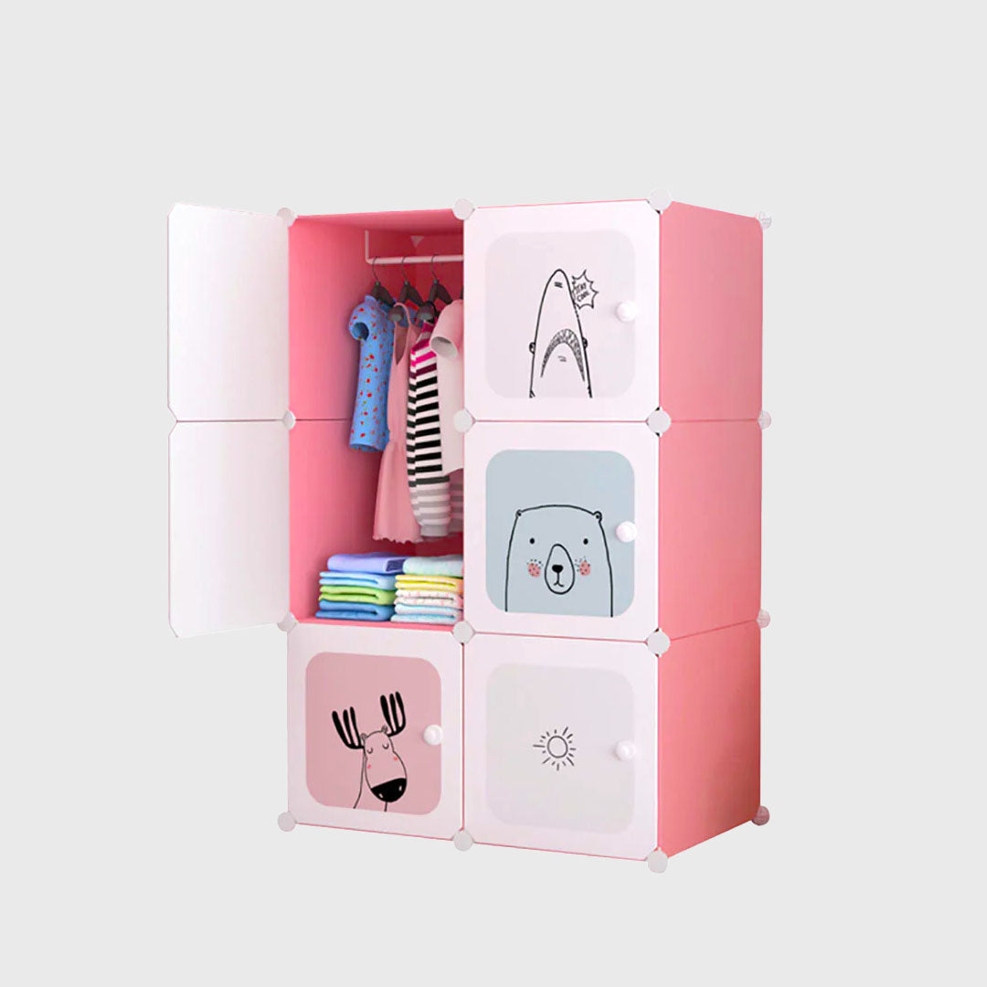 6 Cubes Pink Portable Wardrobe