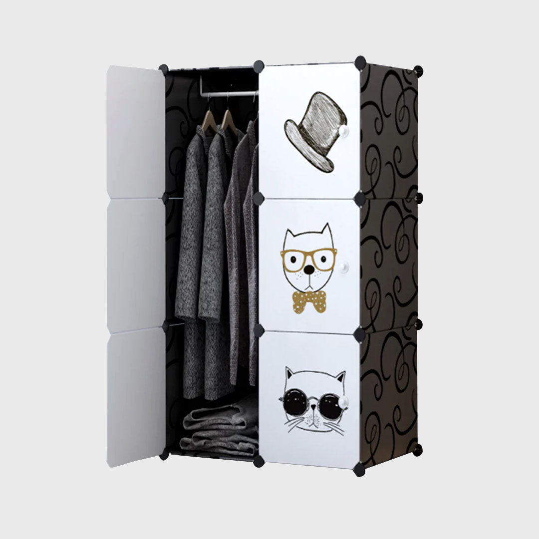 6 Cubes Black Portable Wardrobe