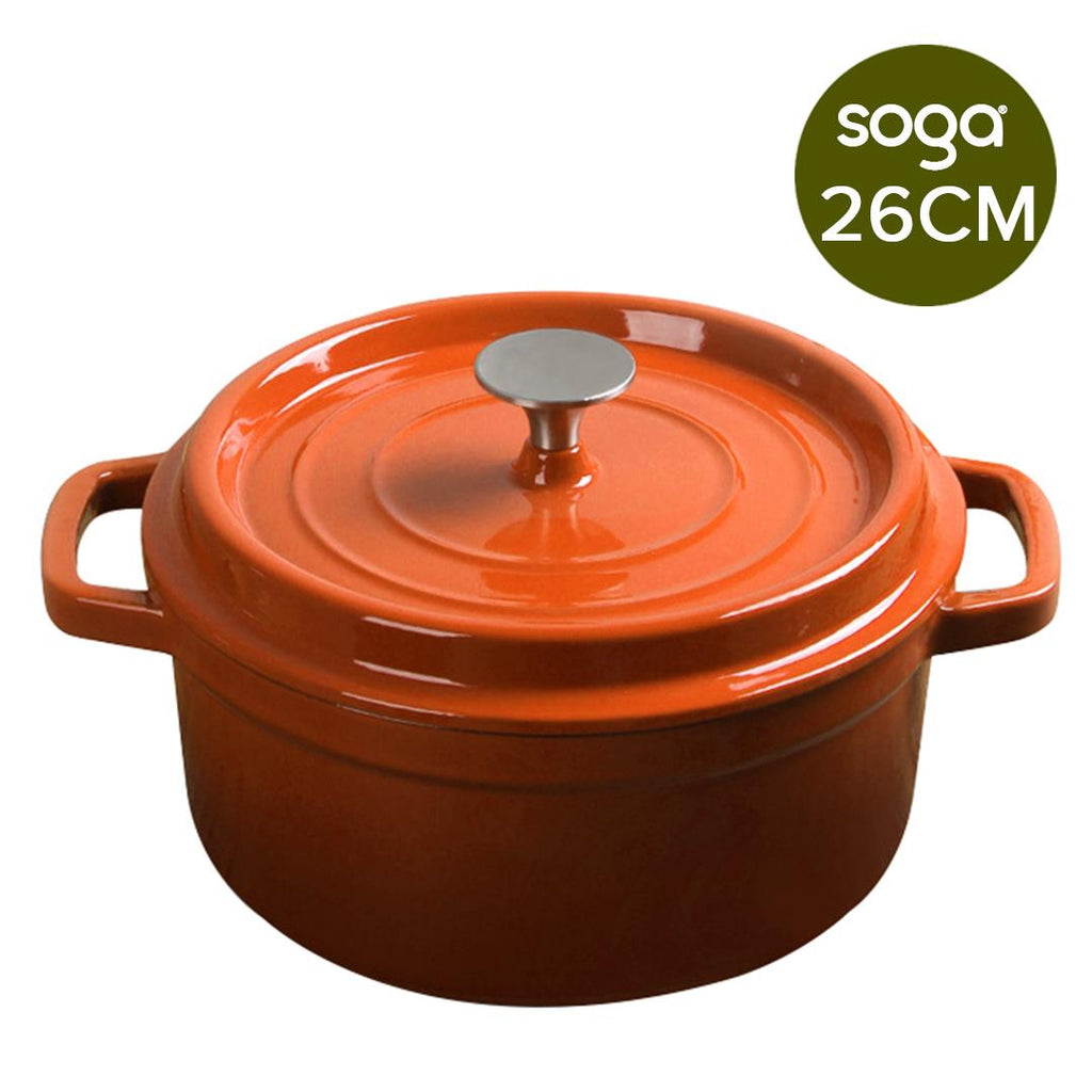 Cast Iron Porcelain Casserole 5L Orange 26cm