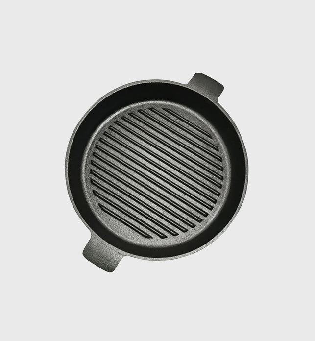 SOGA 25cm Round Ribbed Cast Iron with Handle