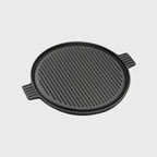 SOGA 43cm Round Ribbed Cast Iron Frying Pan with Handle