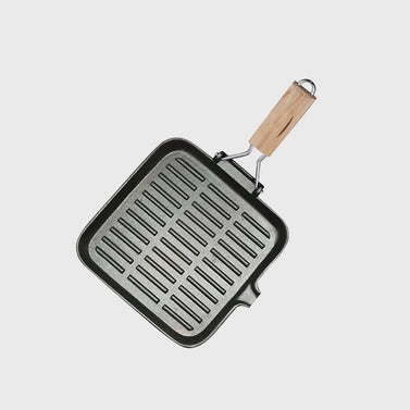 SOGA 28cm Ribbed Cast Iron Square Steak Frying Pan