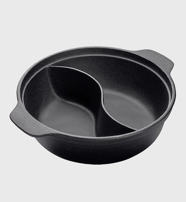 32CM Round Cast Iron Shabu Shabu Hotpot Two-Flavor Division