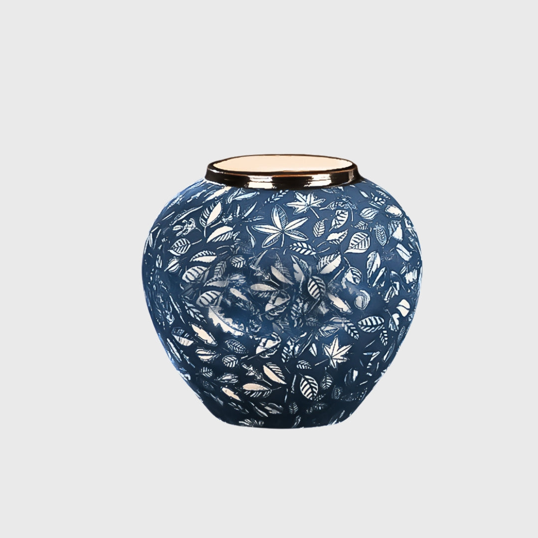 21x22cm Blue Small Ceramic Flower Vase Elegant Living Room Home Decor