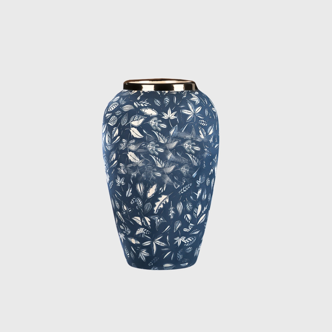 30x19 Blue Medium Ceramic Flower Vase Elegant Living Room Home Decor