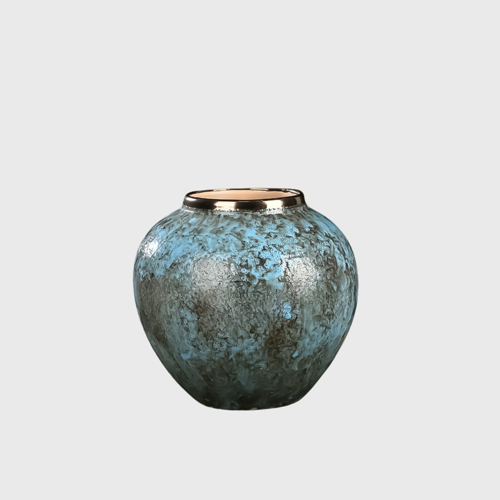 21x22cm Light Blue Small Ceramic Flower Vase Elegant Living Room Home Decor