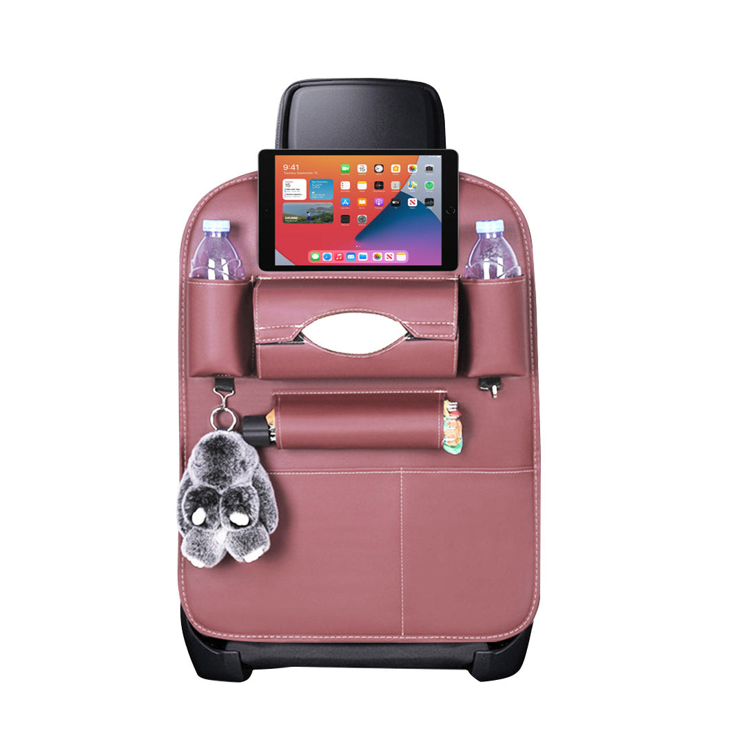 PVC Leather Car Back Seat Multi-Pocket Organizer and iPad Mini Holder Coffee