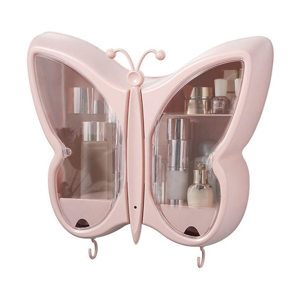 Pink Butterfly Shape Wall-Mounted Makeup Organiser