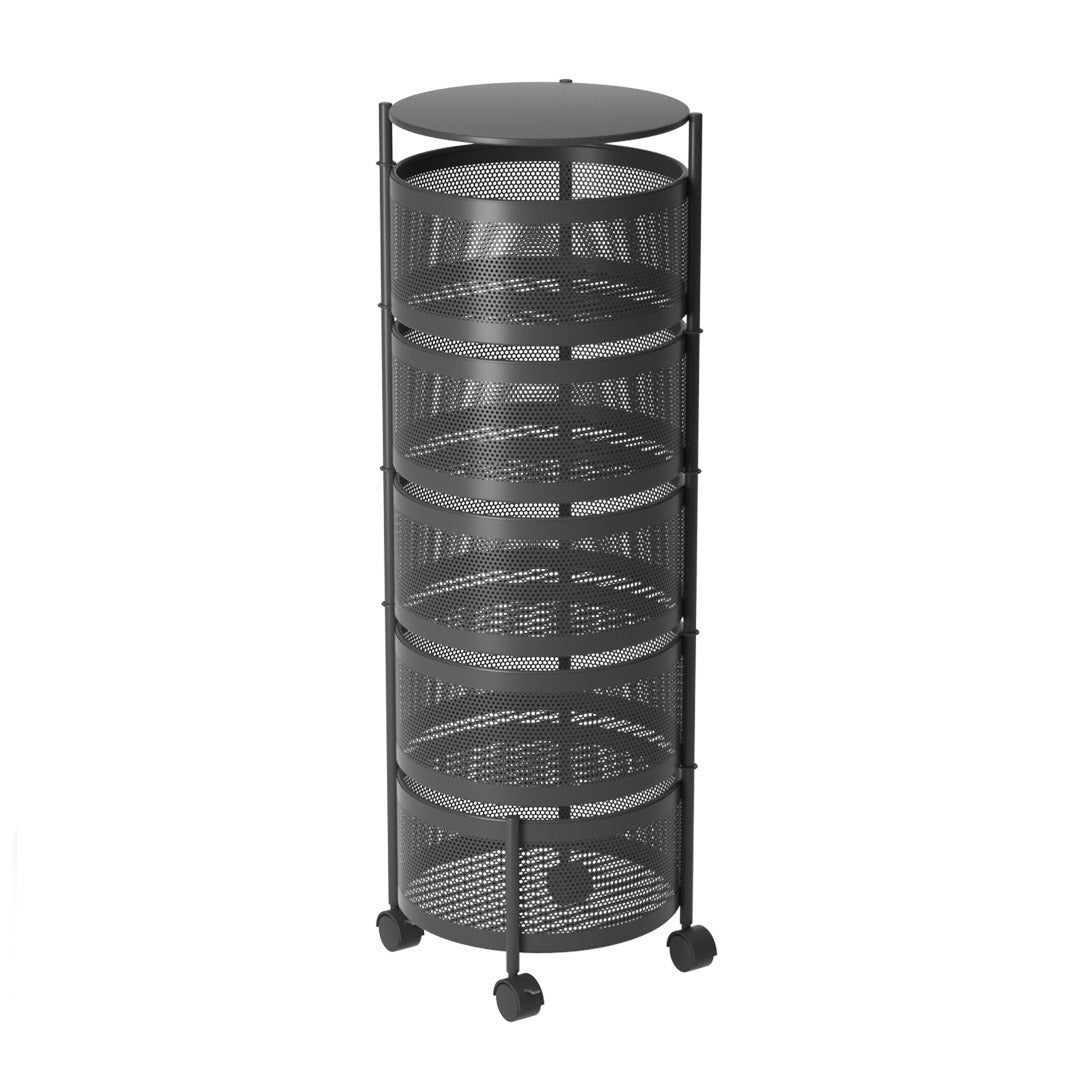 5 Tier Steel Round Rotating Kitchen Cart