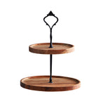 15cm 2 Tier  Brown Round Wooden Acacia board