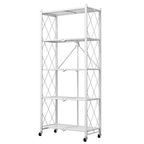 5 Tier Foldable Kitchen Shelves with Wheels  White